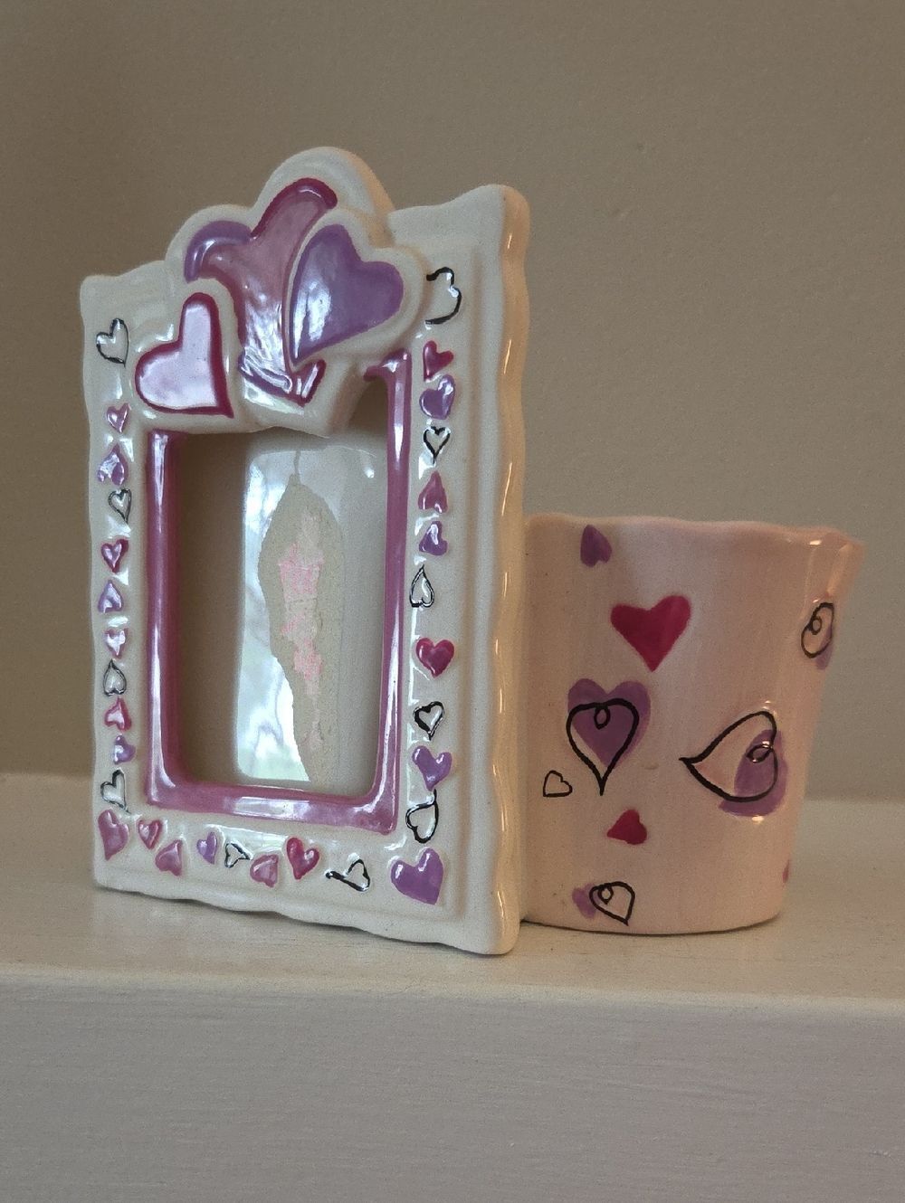 Ceramic Flower Pot Picture Frame Heart Design